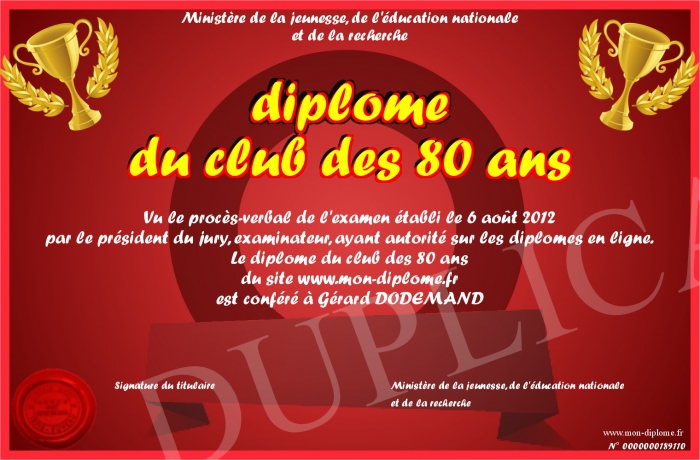 diplome 80 ans